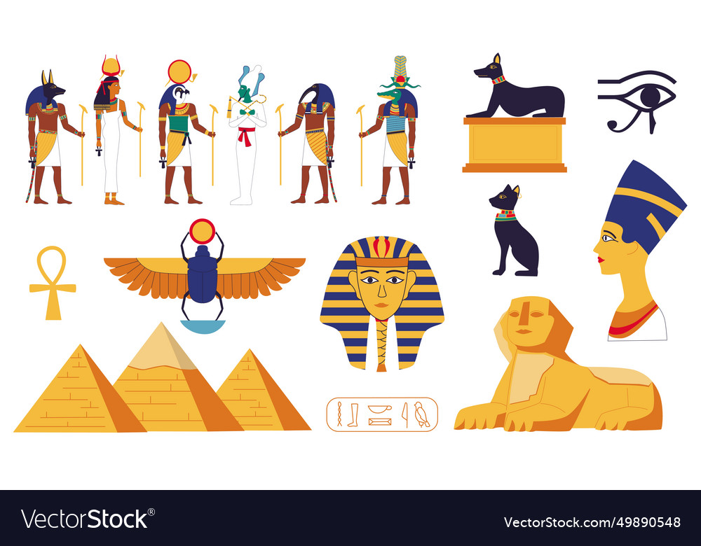 Egypt collection ancient egyptian gods Royalty Free Vector