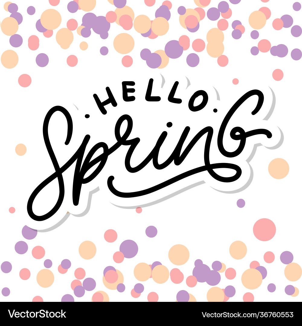 Hello spring flowers text background frame Vector Image
