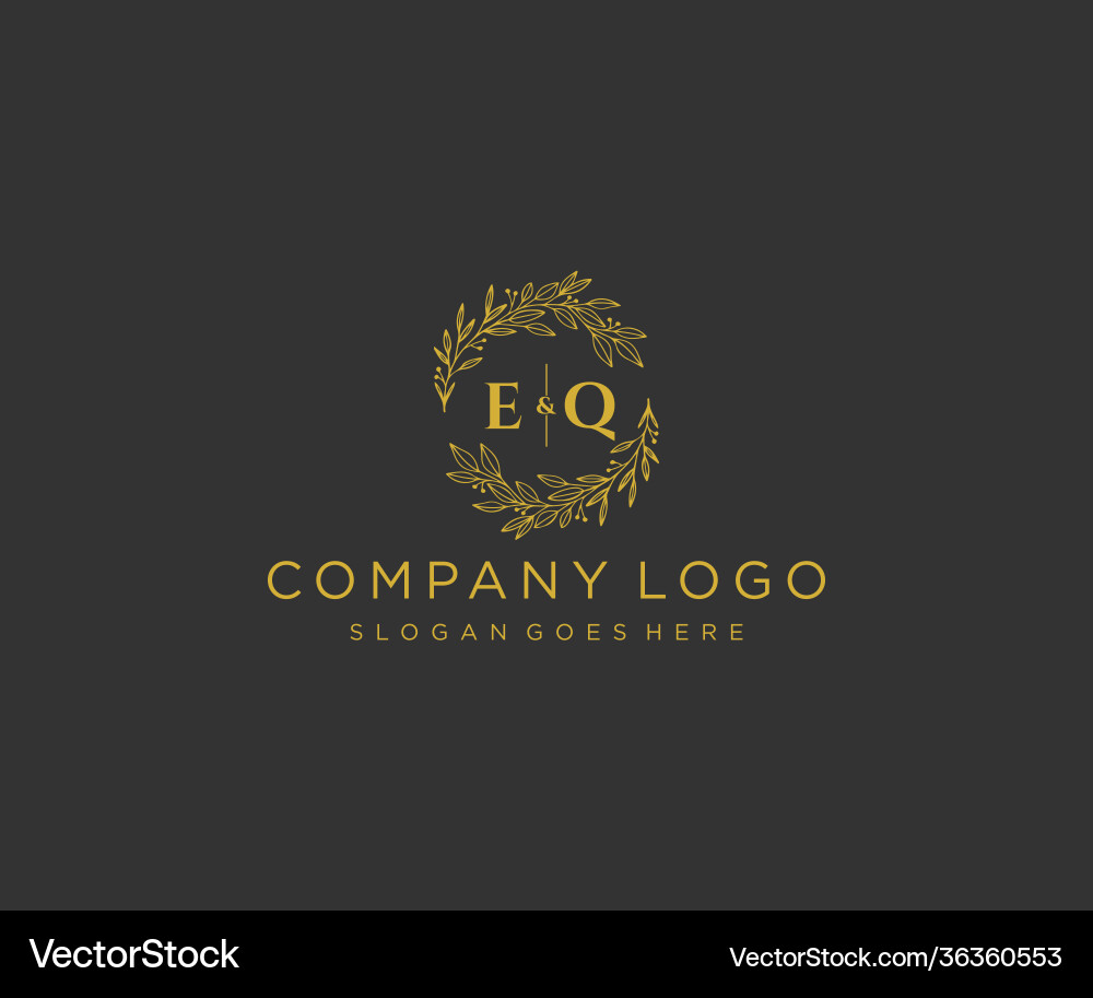 Initial eq letters floral frames monogram wedding Vector Image