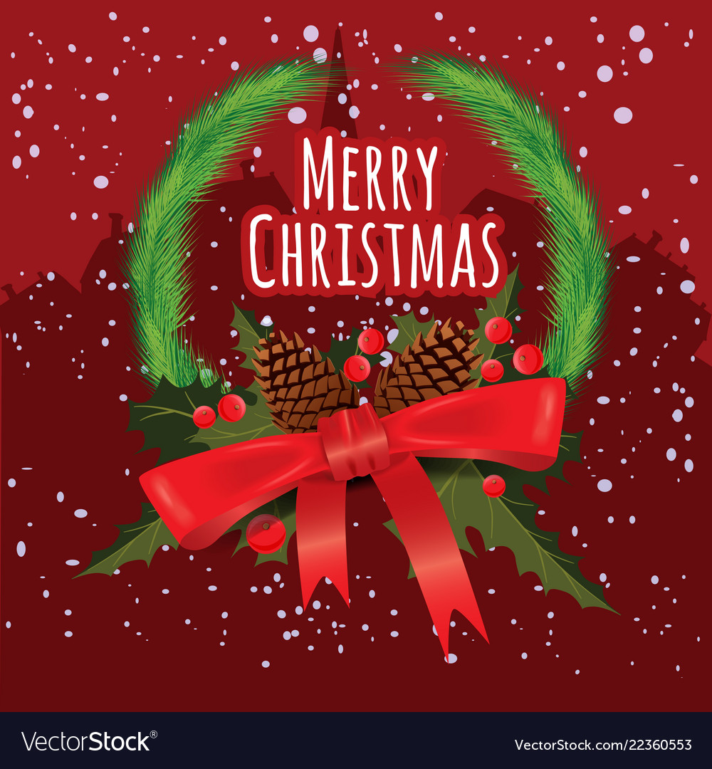 Merry christmas greeting card with chrirstmas Vector Image