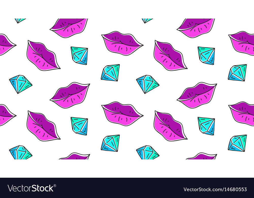 Seamless Pattern Lips And Diamond Royalty Free Vector Image