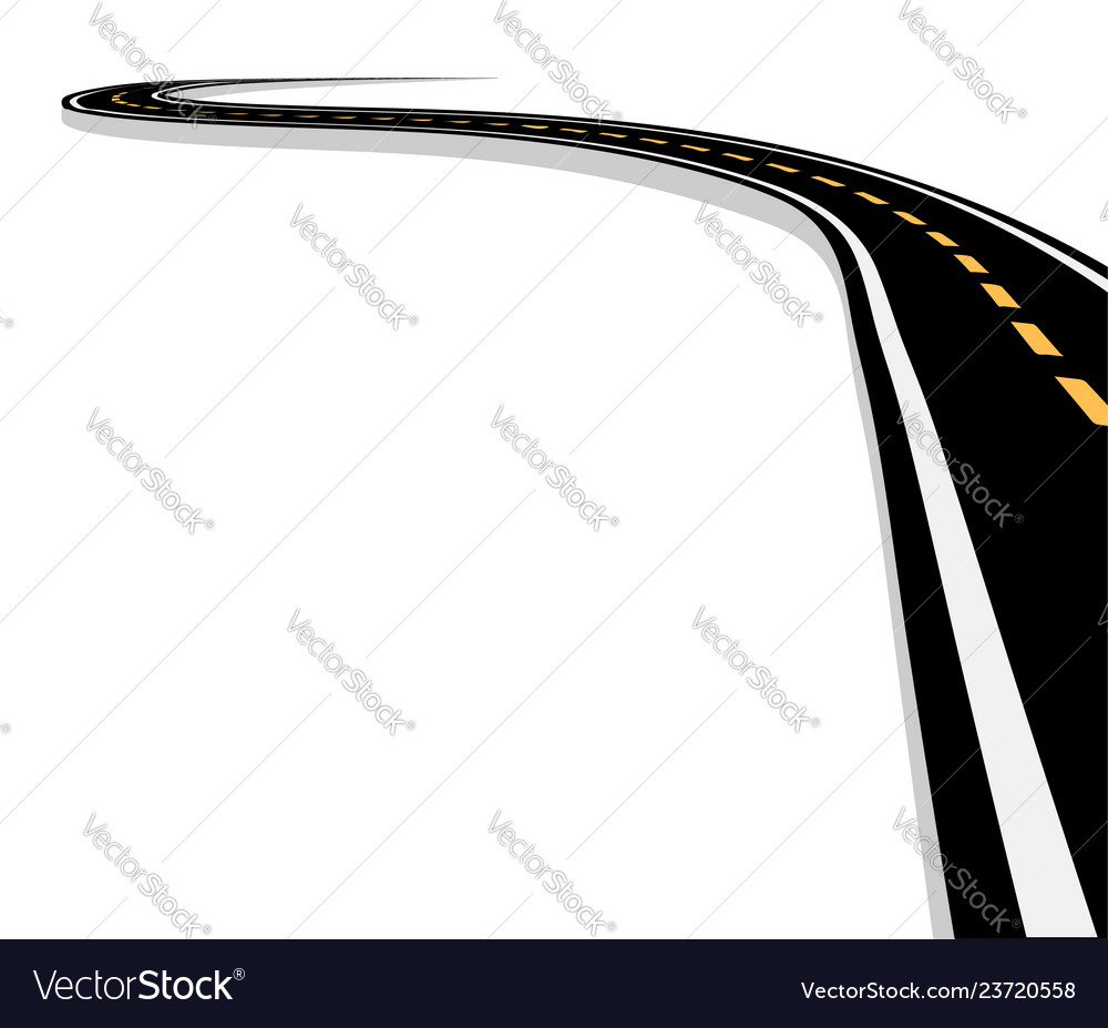 Leaving the highway curved road with markings 3d vector image Leaving the highway curved road with markings 3d