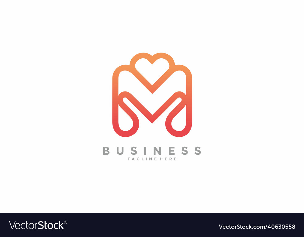 Linear gradient m love logo Royalty Free Vector Image