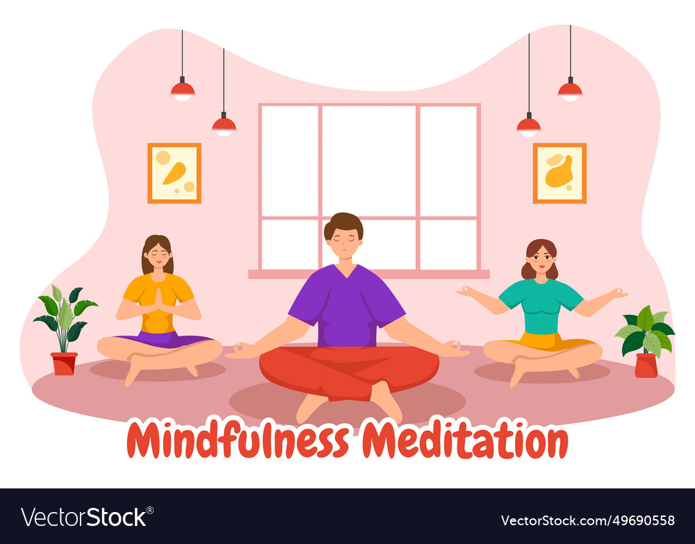 Mindfulness meditation of person with closed eyes Vector Image