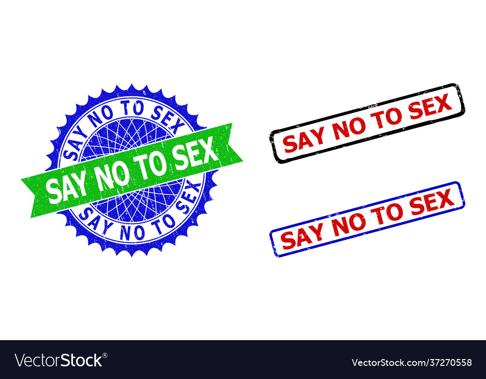 Say No To Sex Rosette And Rectangle Bicolor Stamp Vector Image