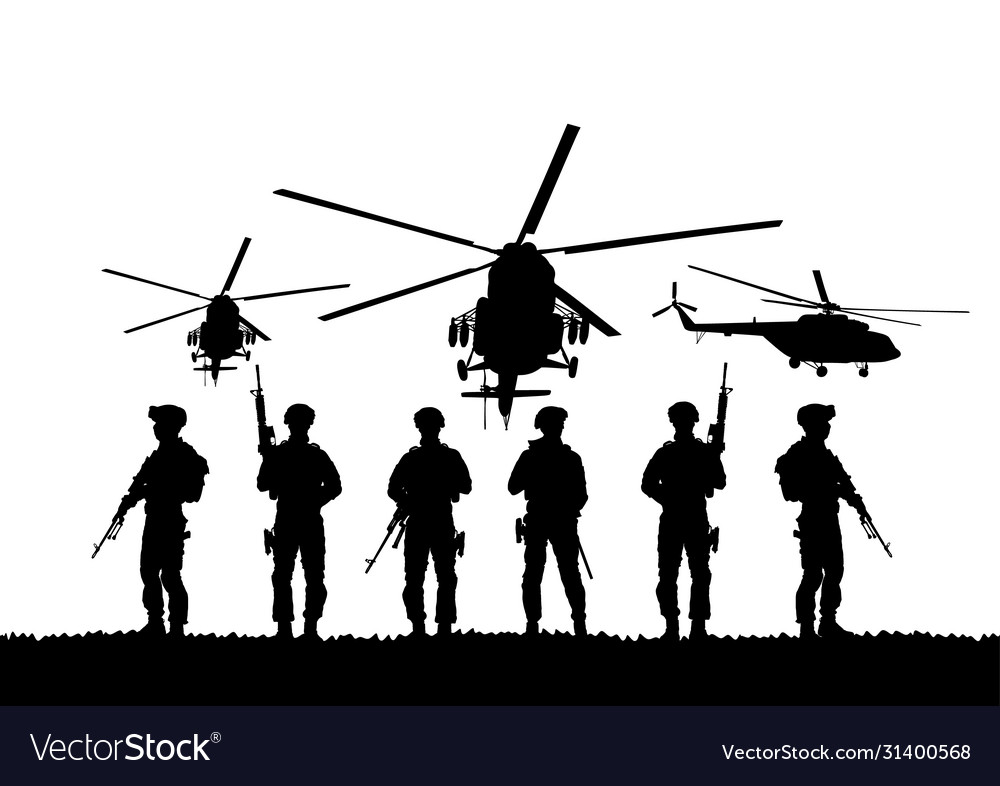 Army soldiers with sniper rifle on duty Royalty Free Vector