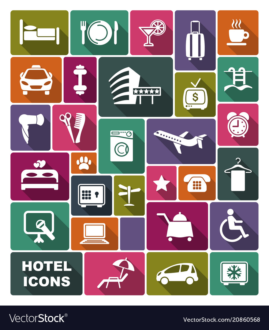 Icons on a hotel theme vector image Icons on a hotel theme