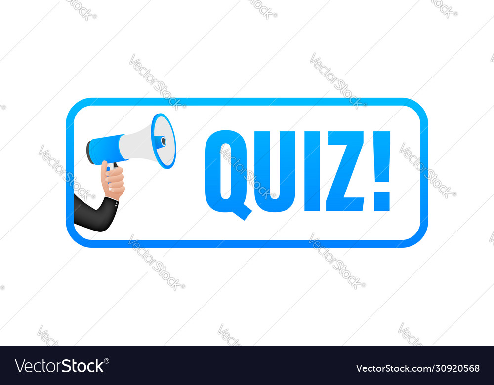 Megaphone label with quiz banner web Royalty Free Vector