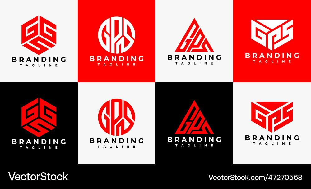 Modern initial ggs gsg gps logo design Royalty Free Vector