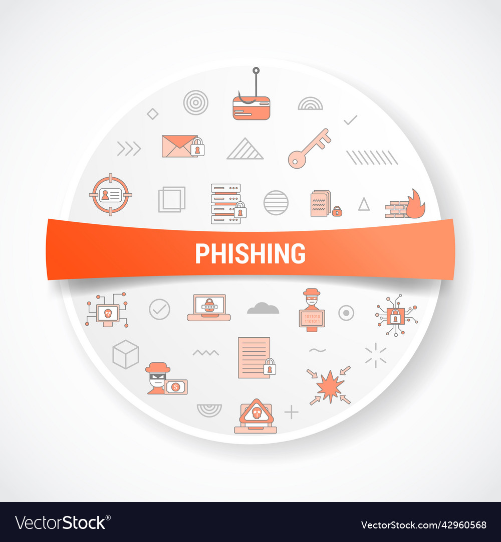 Phishing concept with icon round Royalty Free Vector Image