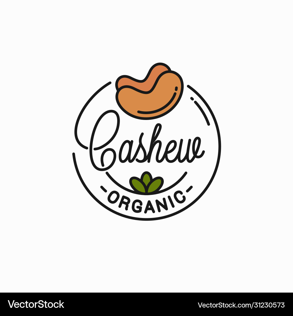 Cashew nut logo round linear cashew on white Vector Image