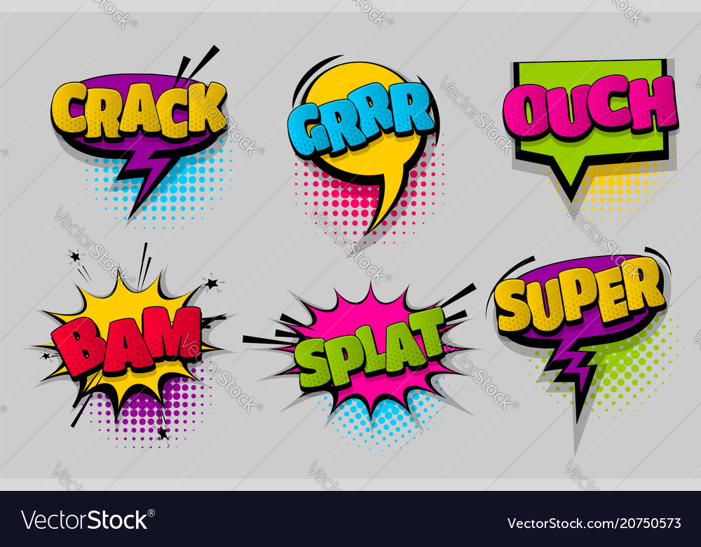 Set comic text speech bubble pop art Royalty Free Vector