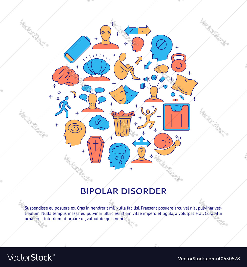 Bipolar disorder round concept banner with place Vector Image