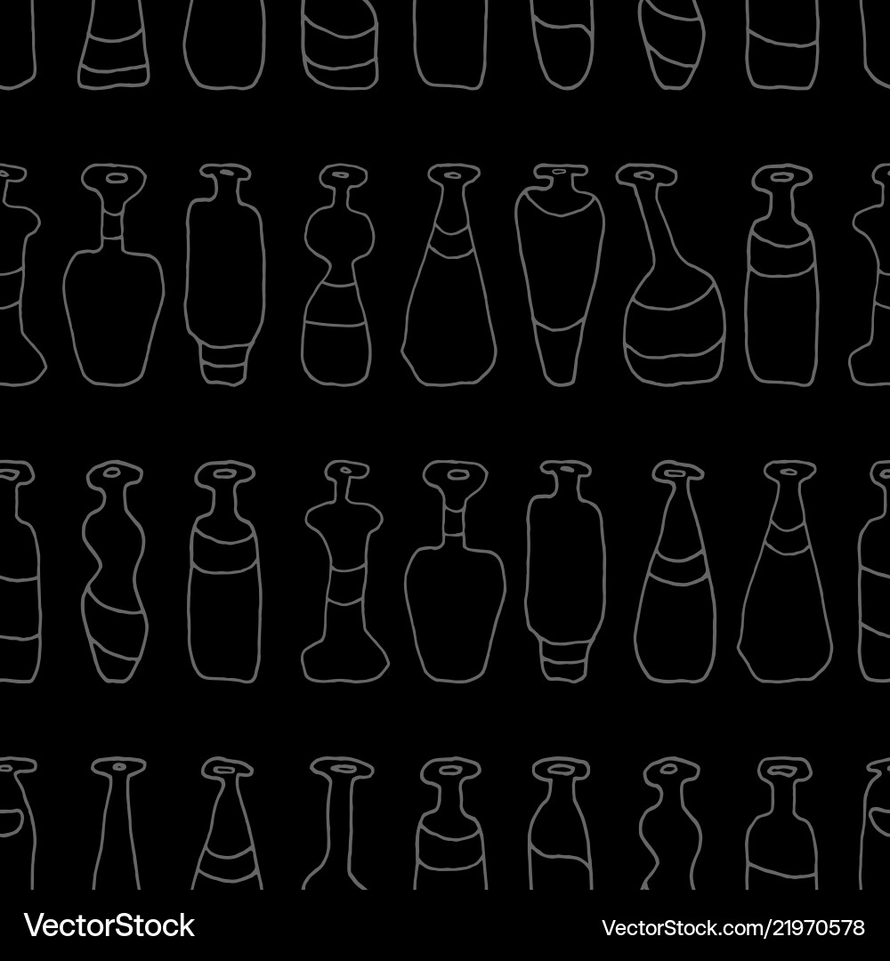 Bottles grey seamless paths pattern Royalty Free Vector