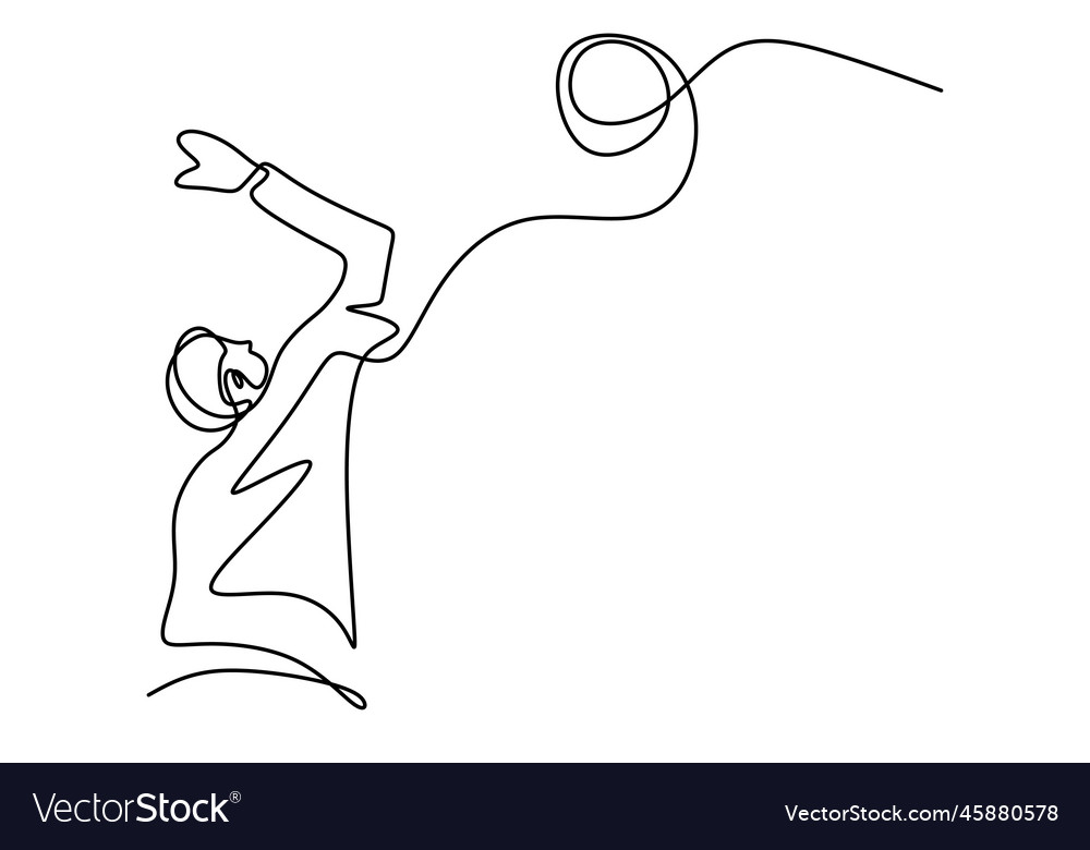 Continuous line drawing of man athlete volley Vector Image