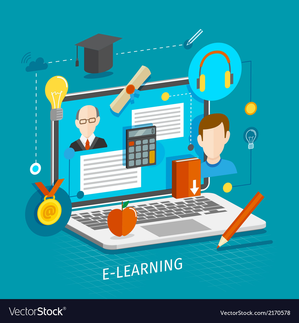 Elearning concept flat Royalty Free Vector Image