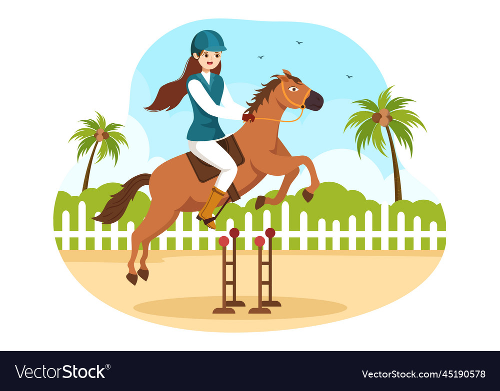 equestrian-sport-horse-trainer-with-training-vector-image