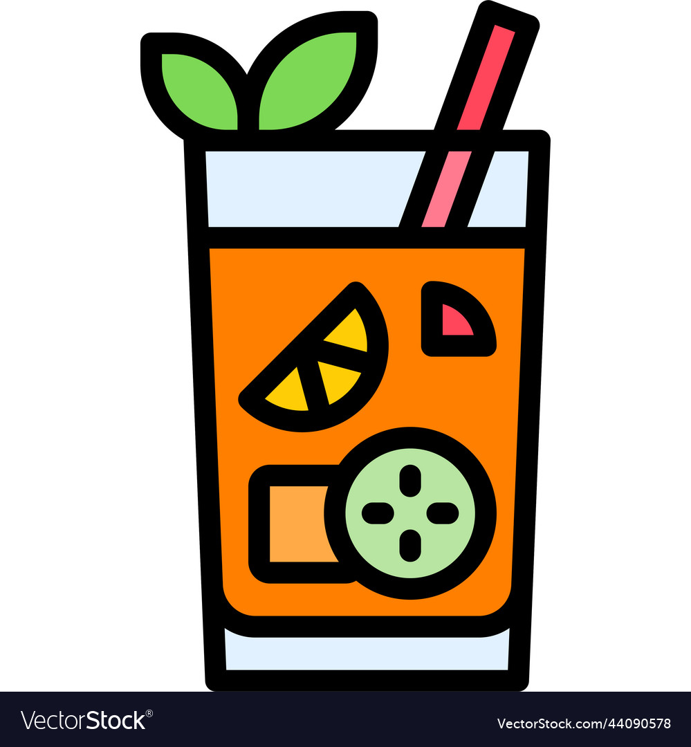 Pimms cup cocktail icon alcoholic mixed drink Vector Image