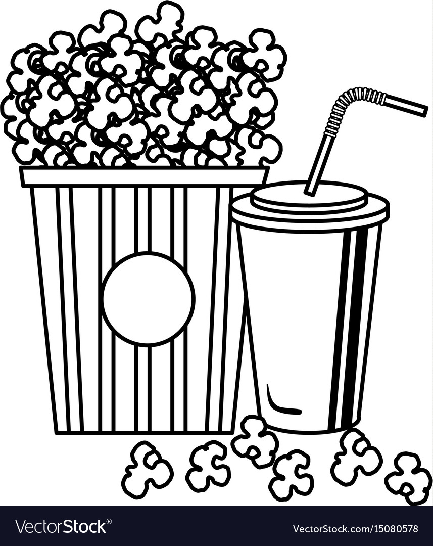 Pop corn with soda cinema food Royalty Free Vector Image