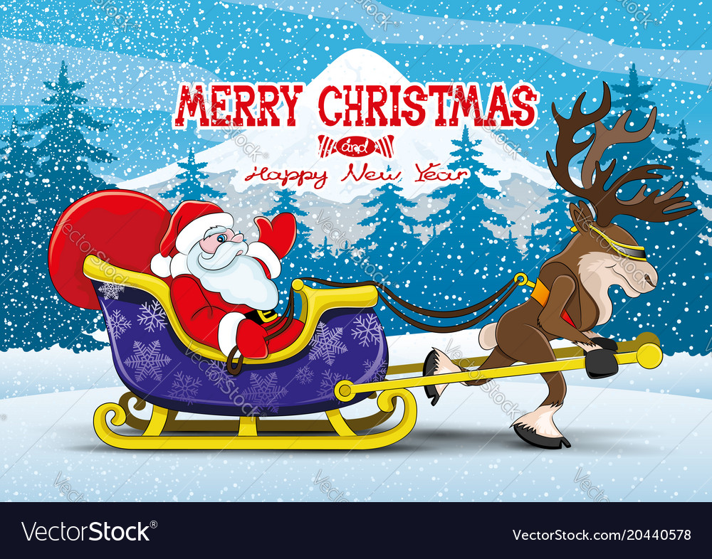 Santa claus and reindeer Royalty Free Vector Image