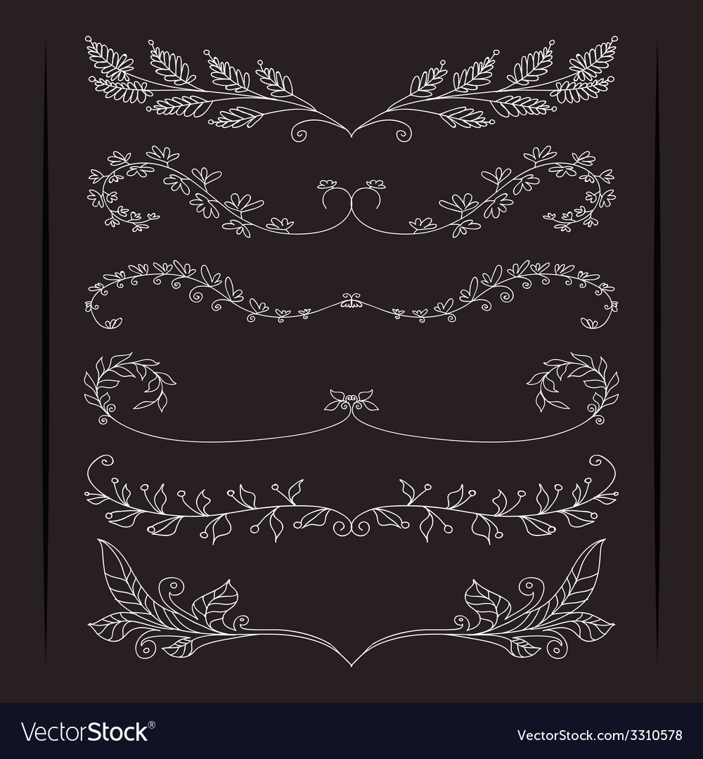 Download Set of elegant calligraphic foliate borders Vector Image