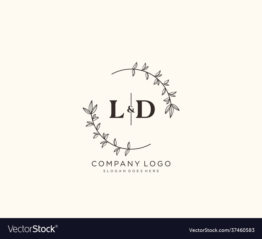 Initial ld letters beautiful floral feminine Vector Image