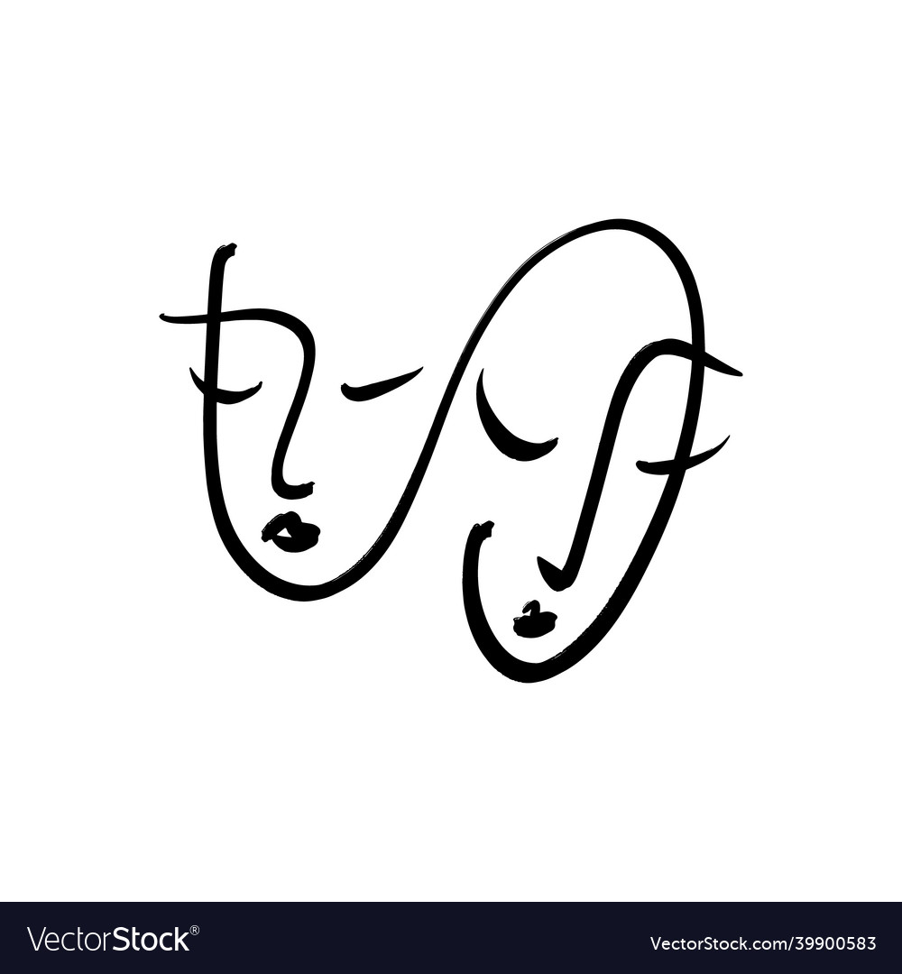 One line face minimalist art modern drawing head Vector Image