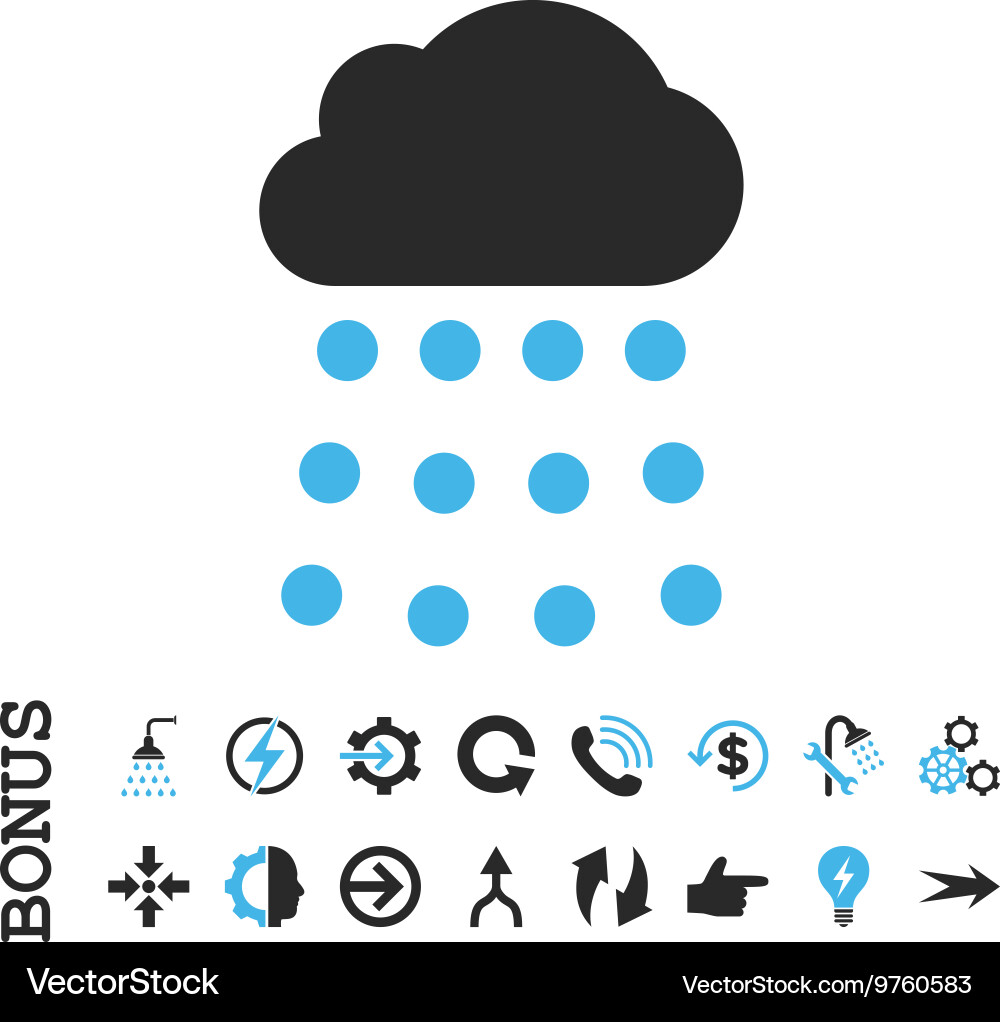 Rain cloud flat icon with bonus Royalty Free Vector Image
