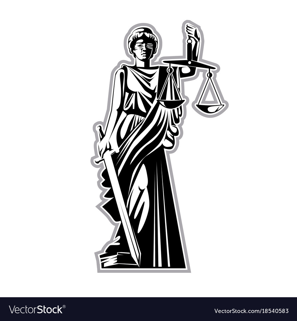 The silhouette of the statue of justice with Vector Image