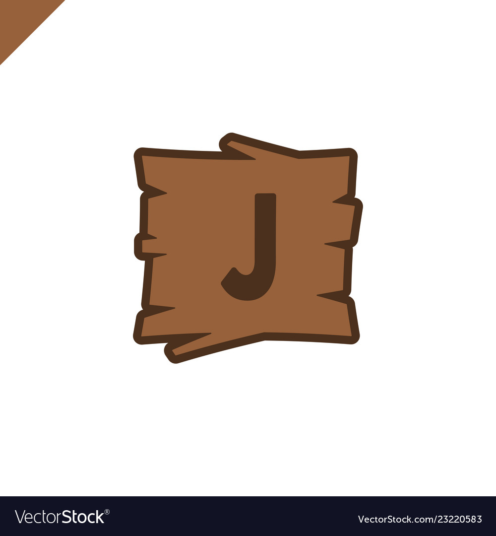 Wooden alphabet or font blocks with letter j in Vector Image