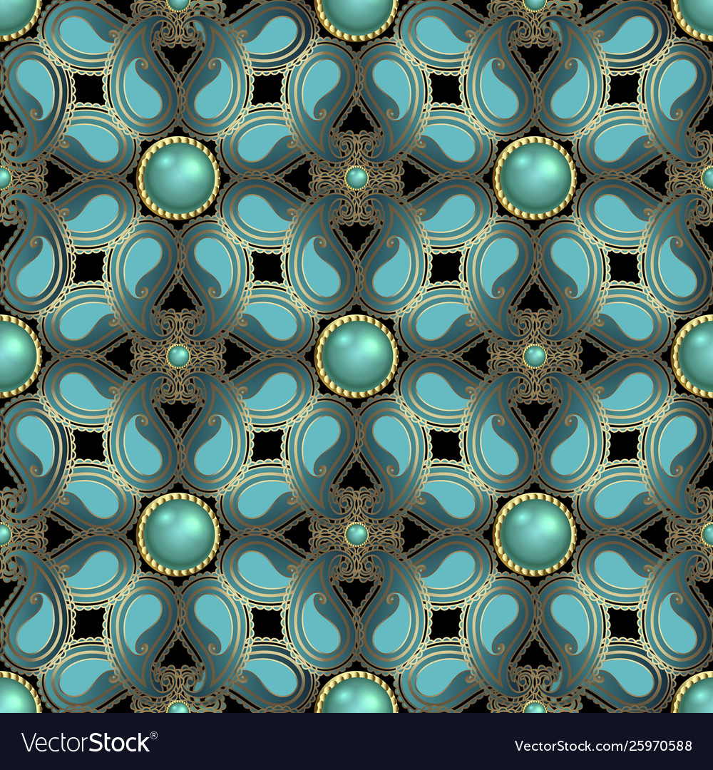 Jewelry 3d paisley seamless pattern ornamental Vector Image