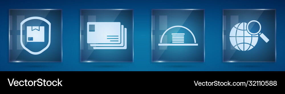 Set delivery pack security with shield envelope Vector Image