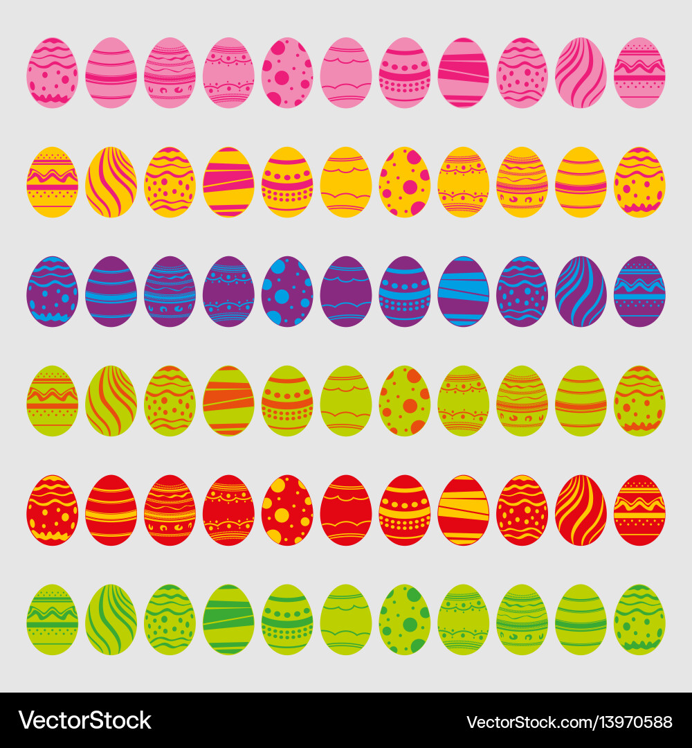 Set easter eggs isolated on white background Vector Image