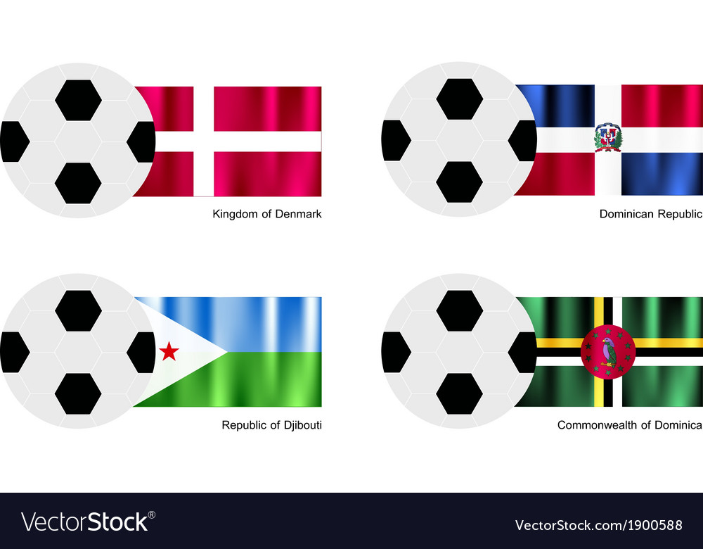 Soccer ball with denmark dominican djibouti flag Vector Image