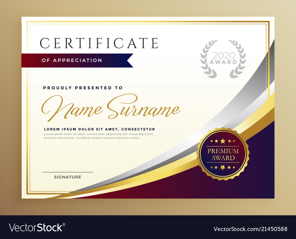 Download Stylish certificate template design in golden Vector Image