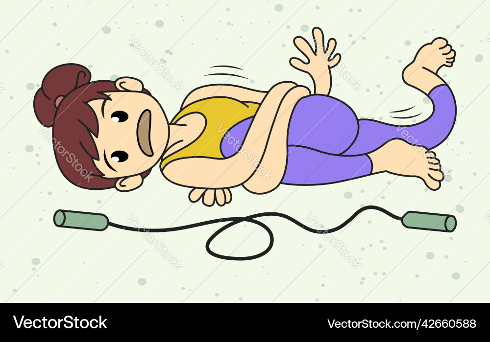 Woman doing exercise with skipping rope lazy Vector Image