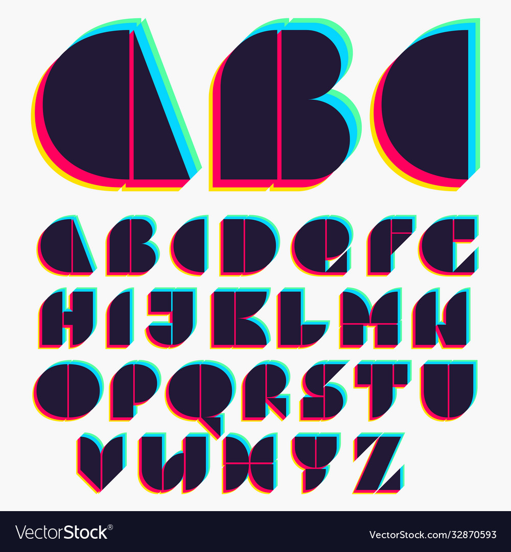 Alphabet With Stereo Effect Royalty Free Vector Image