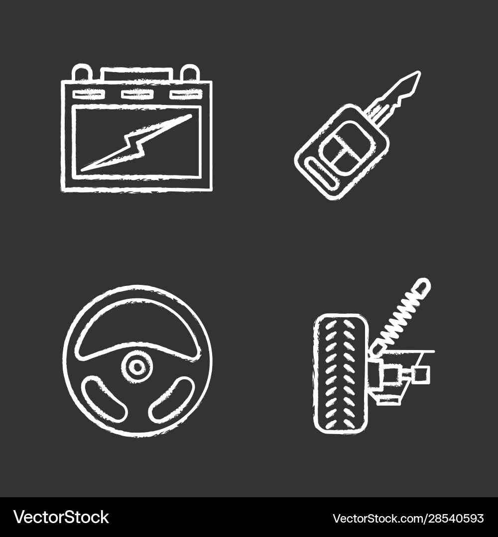 Auto workshop chalk icons set Royalty Free Vector Image