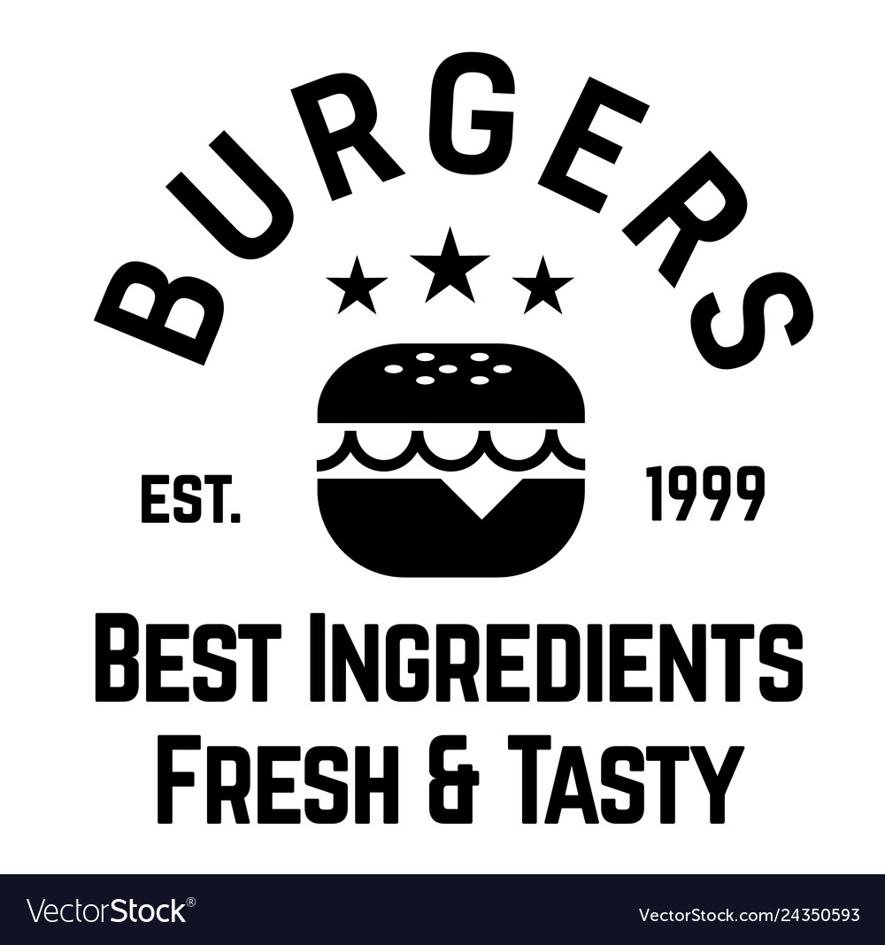 Burgers label on white Royalty Free Vector Image