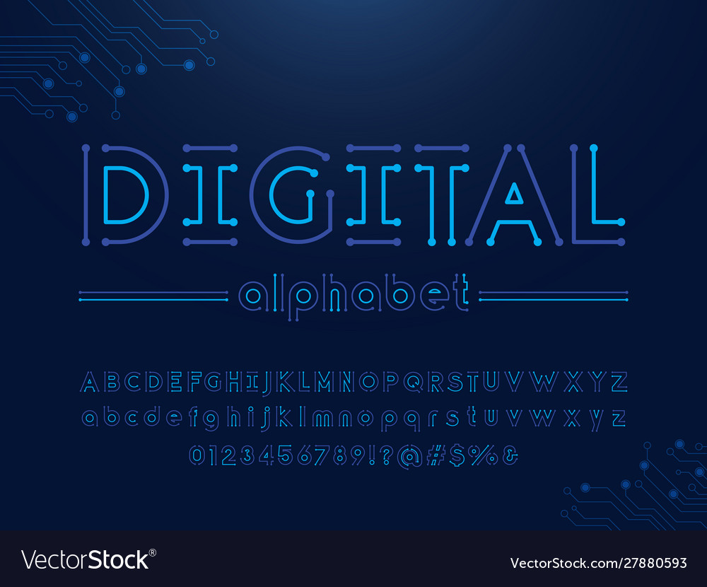 Circuit fonts royalty free vector image vectorstock