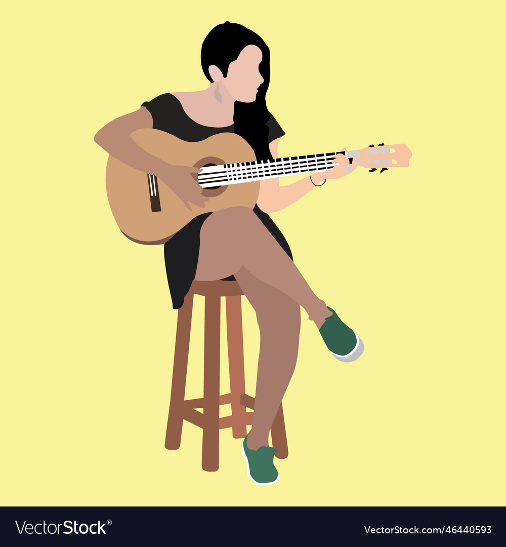 Girl playing guitar hobby stock avatar art Vector Image