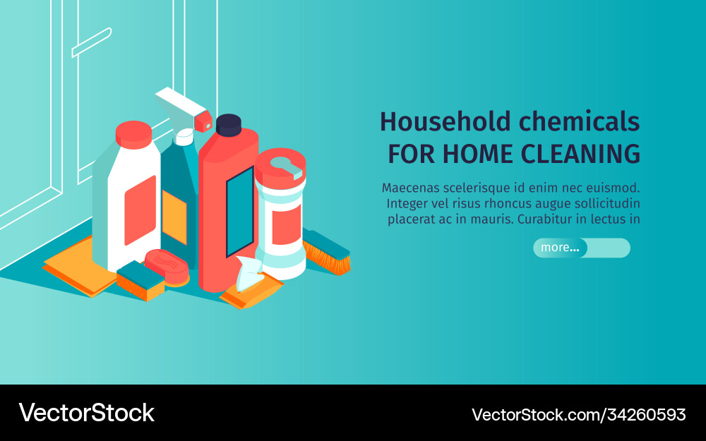 Household chemicals horizontal banner Royalty Free Vector