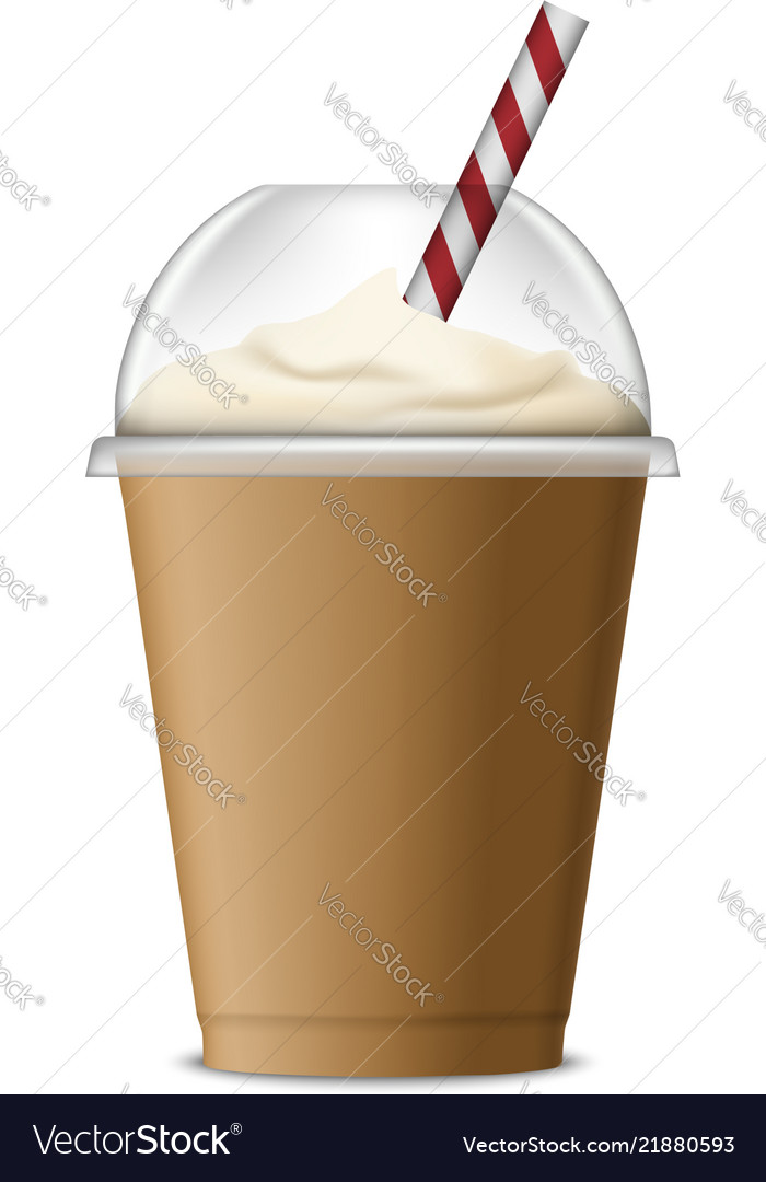 Latte ice coffee recipe in disposable plastic cup Vector Image