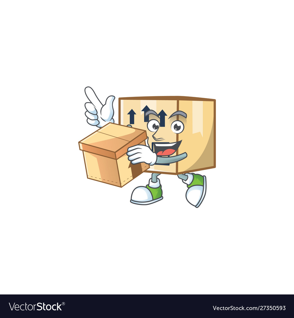 With box cardboard close cartoon character mascot Vector Image With box cardboard close cartoon character mascot Vector Image