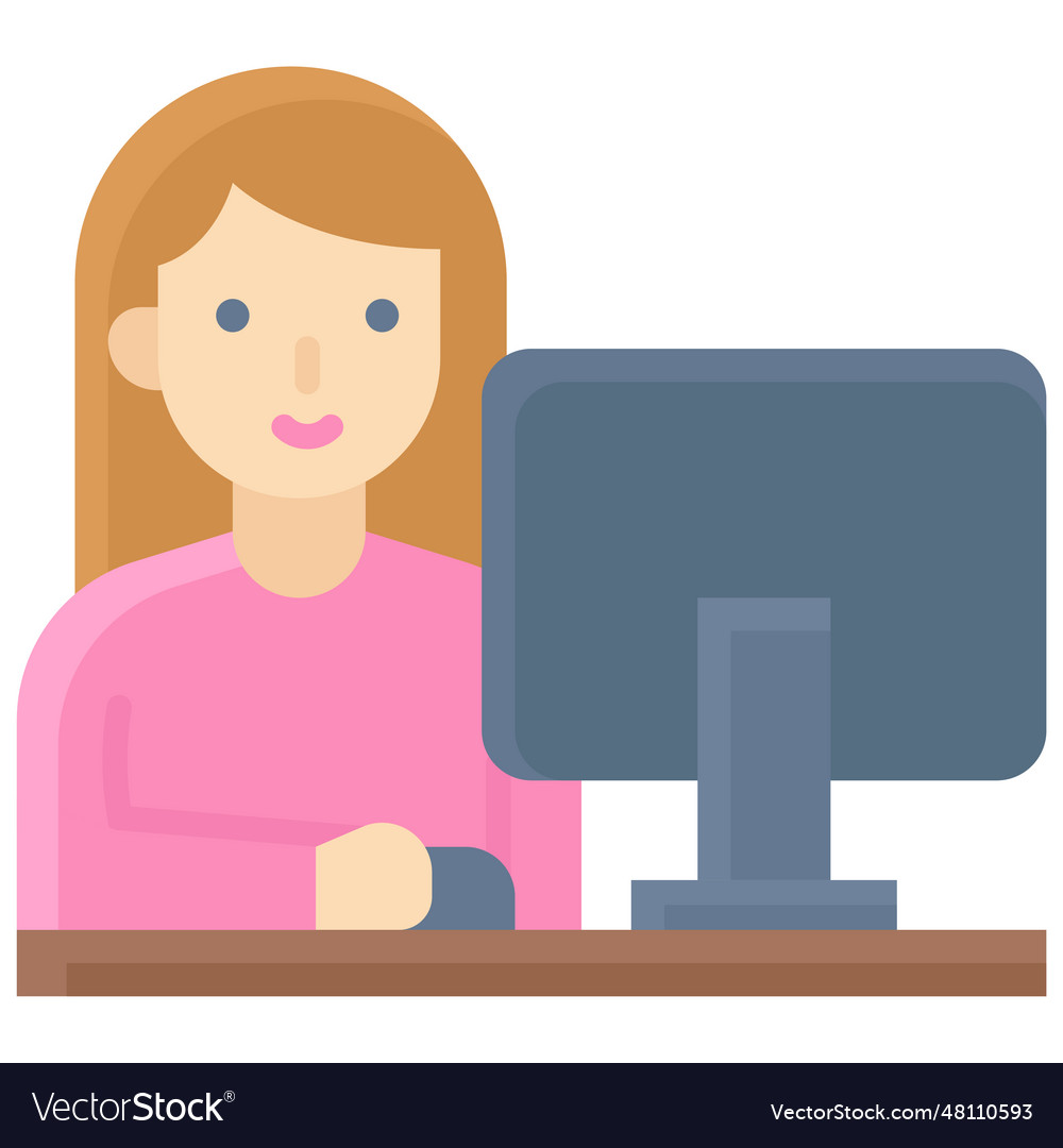 Woman using computer icon an avatar Royalty Free Vector