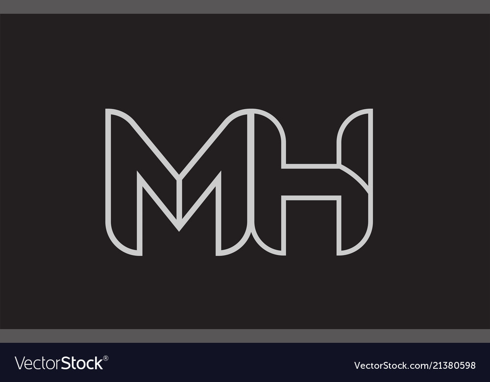 Black and white alphabet letter mh m h logo Vector Image