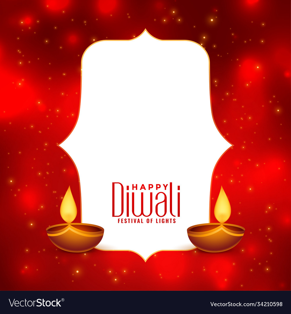 Happy diwali red card with text space Royalty Free Vector