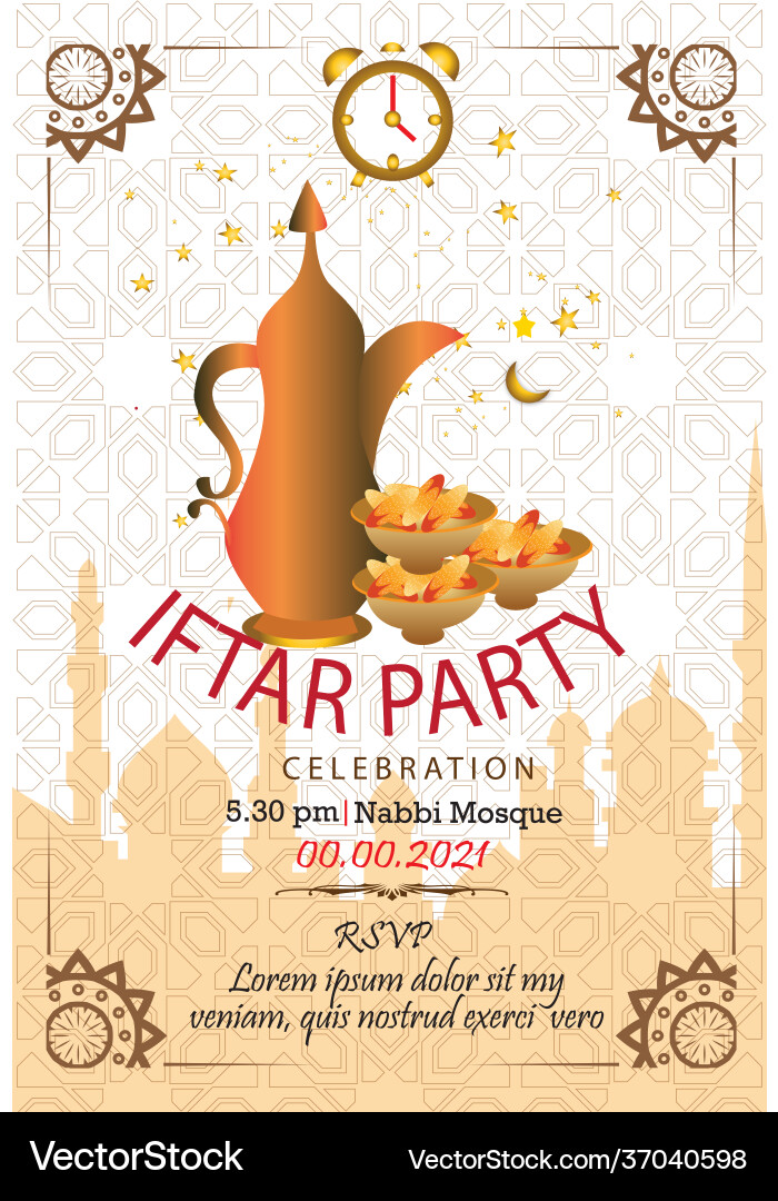 Iftar party poster for ramadan 4 Royalty Free Vector Image