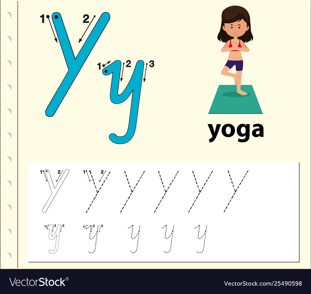 letter y tracing alphabet worksheets royalty free vector