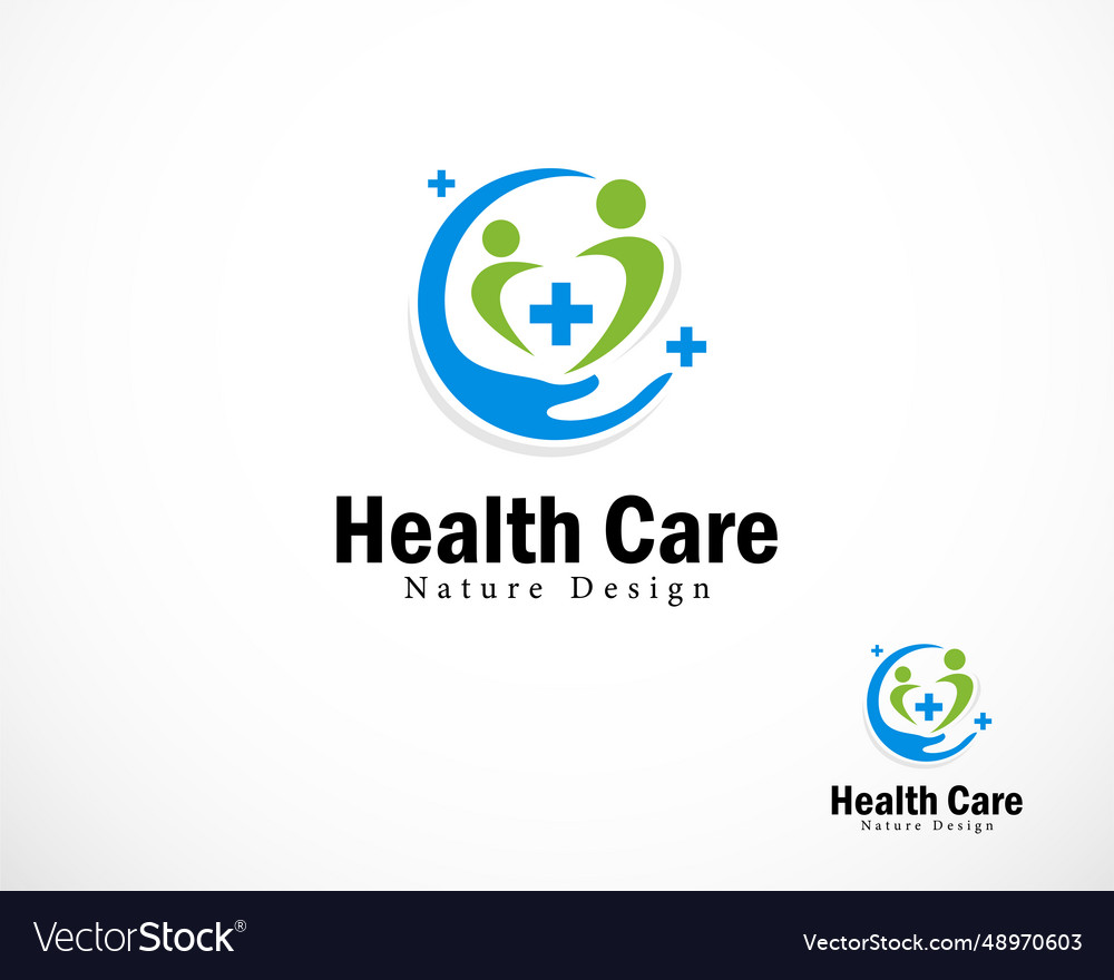 Health care logo creative design people plus sign Vector Image